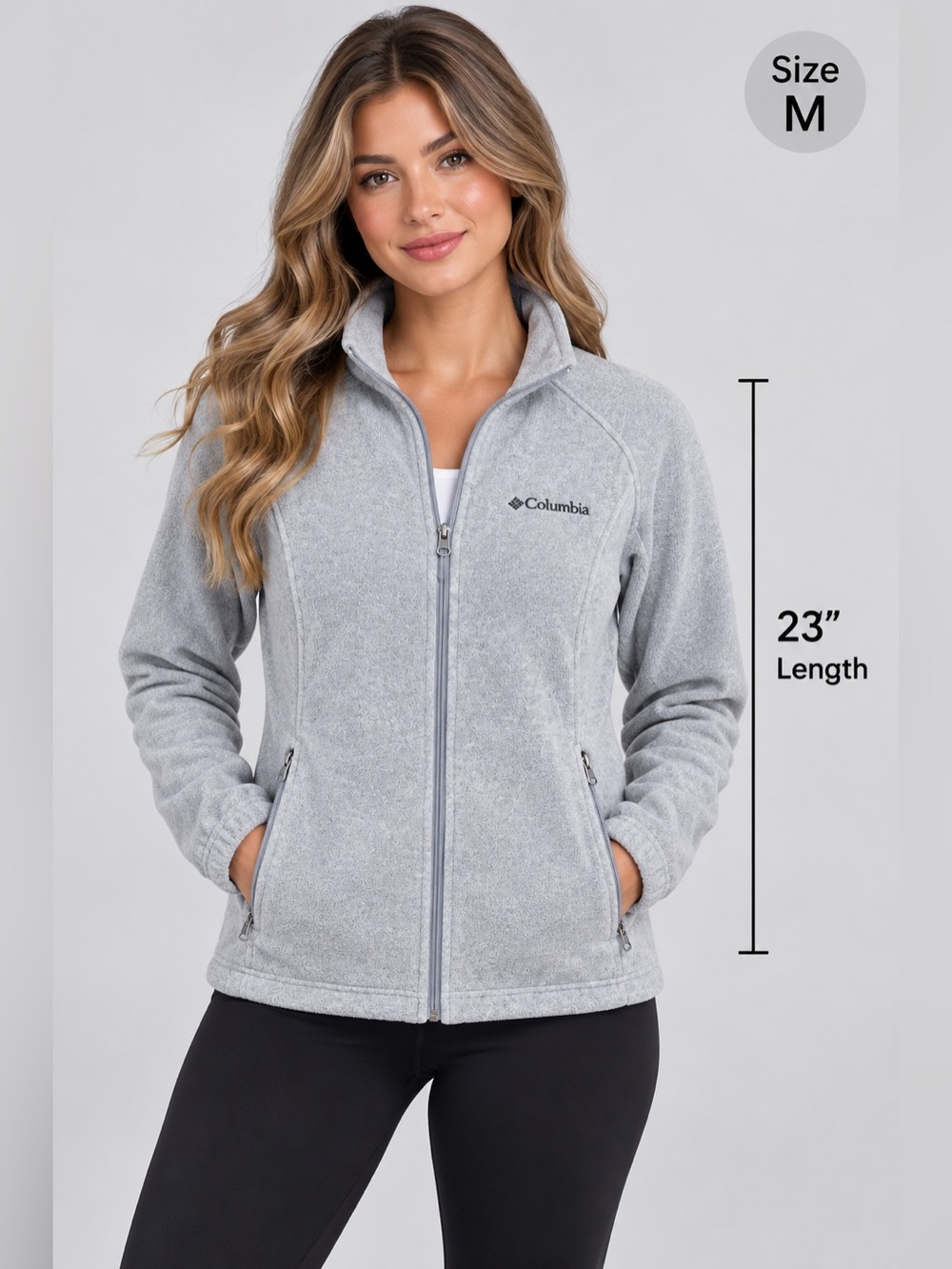 Columbia Women's Gray Full-Zip Fleece Jacket - Size Medium